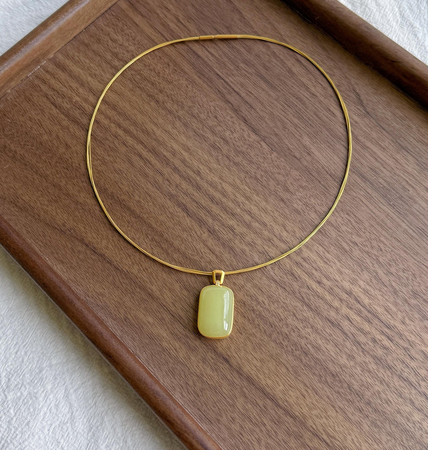 18K Yellow Nephrite Jade Pendant | Certified Untreated Jade Necklace | Luxury Minimalist Jewelry Gift for Her