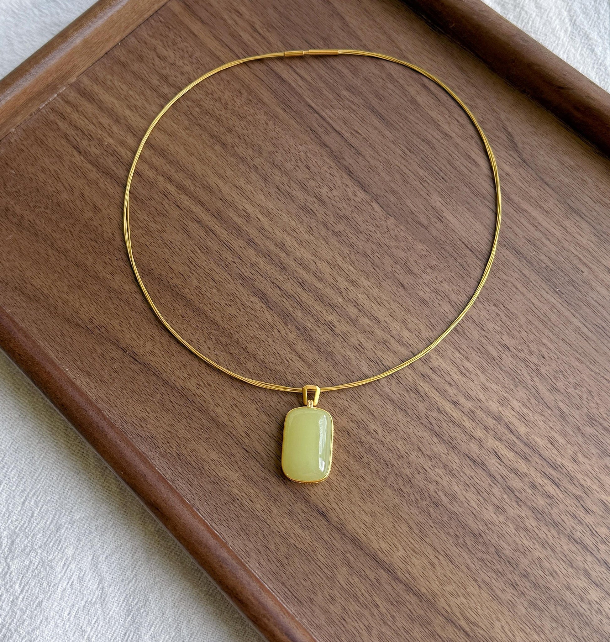 18K Yellow Nephrite Jade Pendant | Certified Untreated Jade Necklace | Luxury Minimalist Jewelry Gift for Her