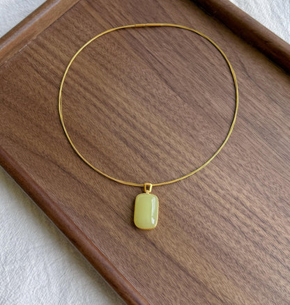 18K Yellow Nephrite Jade Pendant | Certified Untreated Jade Necklace | Luxury Minimalist Jewelry Gift for Her