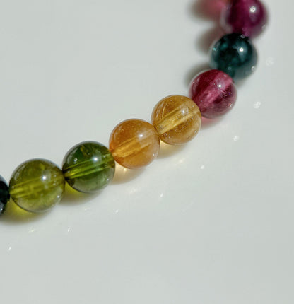 Natural Brazilian Rainbow Tourmaline Bracelet | 6mm Multi-Color Tourmaline Beads | October Birthstone | Fine Jewelry Gift
