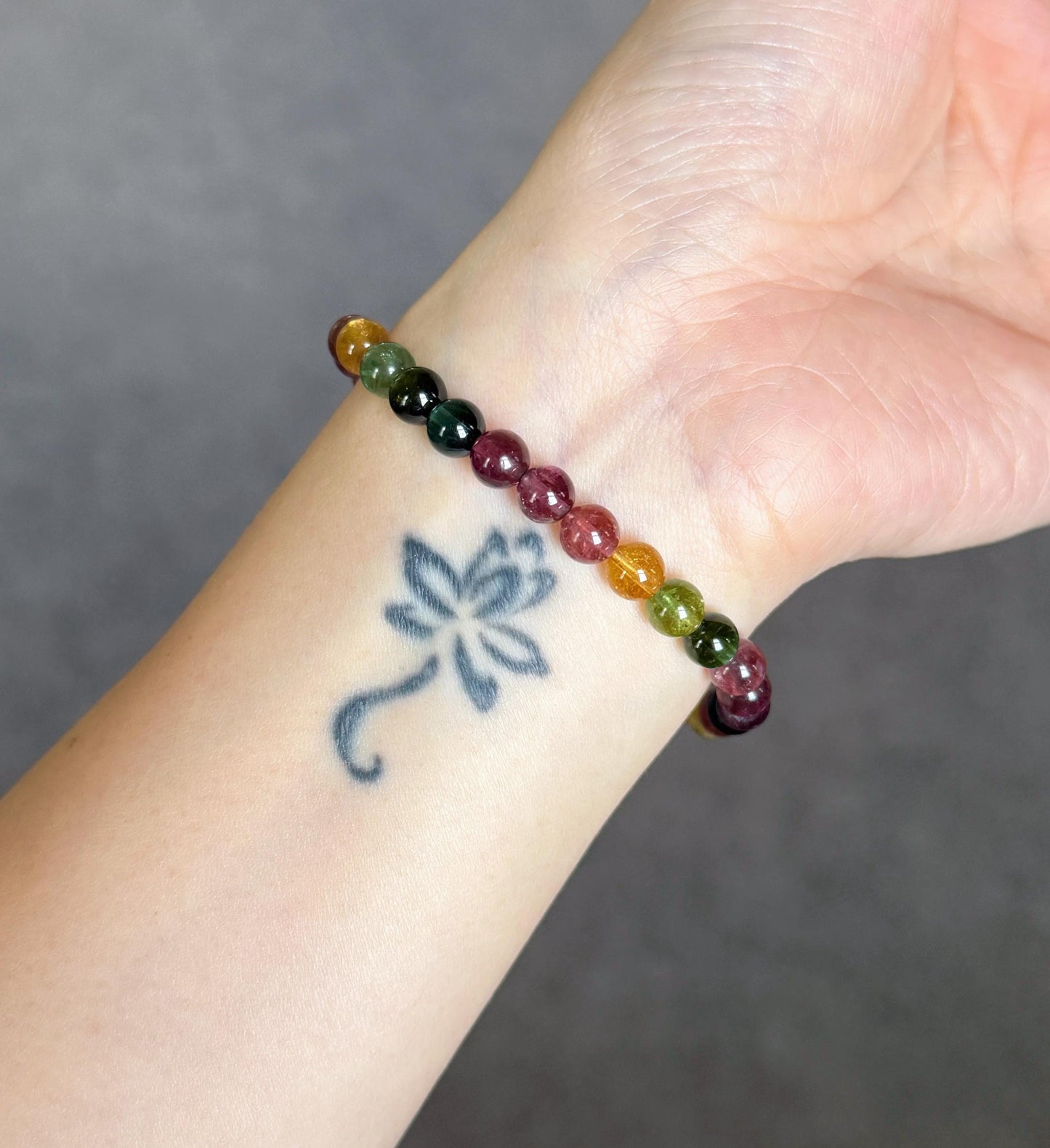 Natural Brazilian Rainbow Tourmaline Bracelet | 6mm Multi-Color Tourmaline Beads | October Birthstone | Fine Jewelry Gift