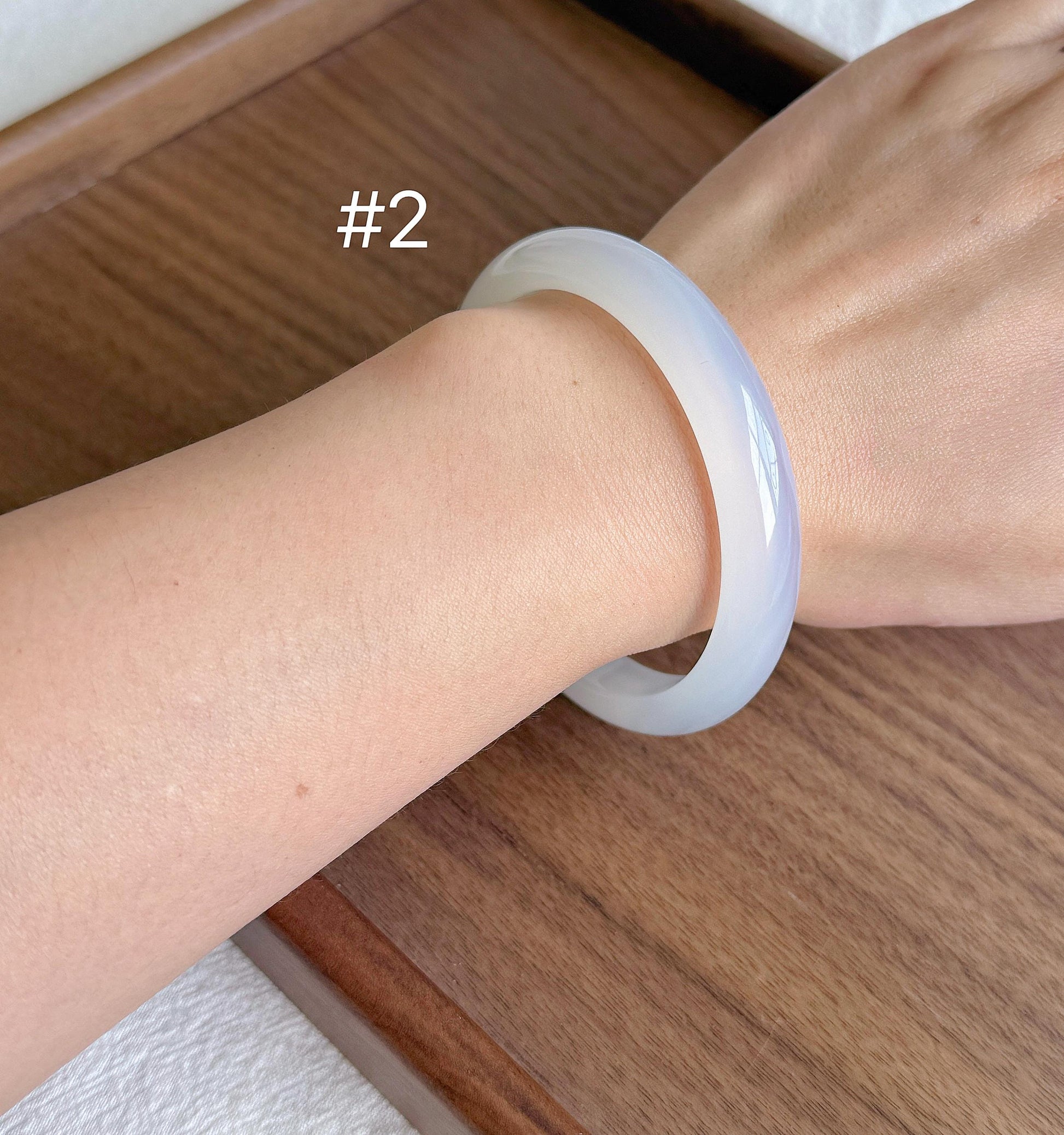 White Chalcedony Bangle Bracelet | Natural Madagascar Chalcedony | Milky White | Certified Authentic Stone