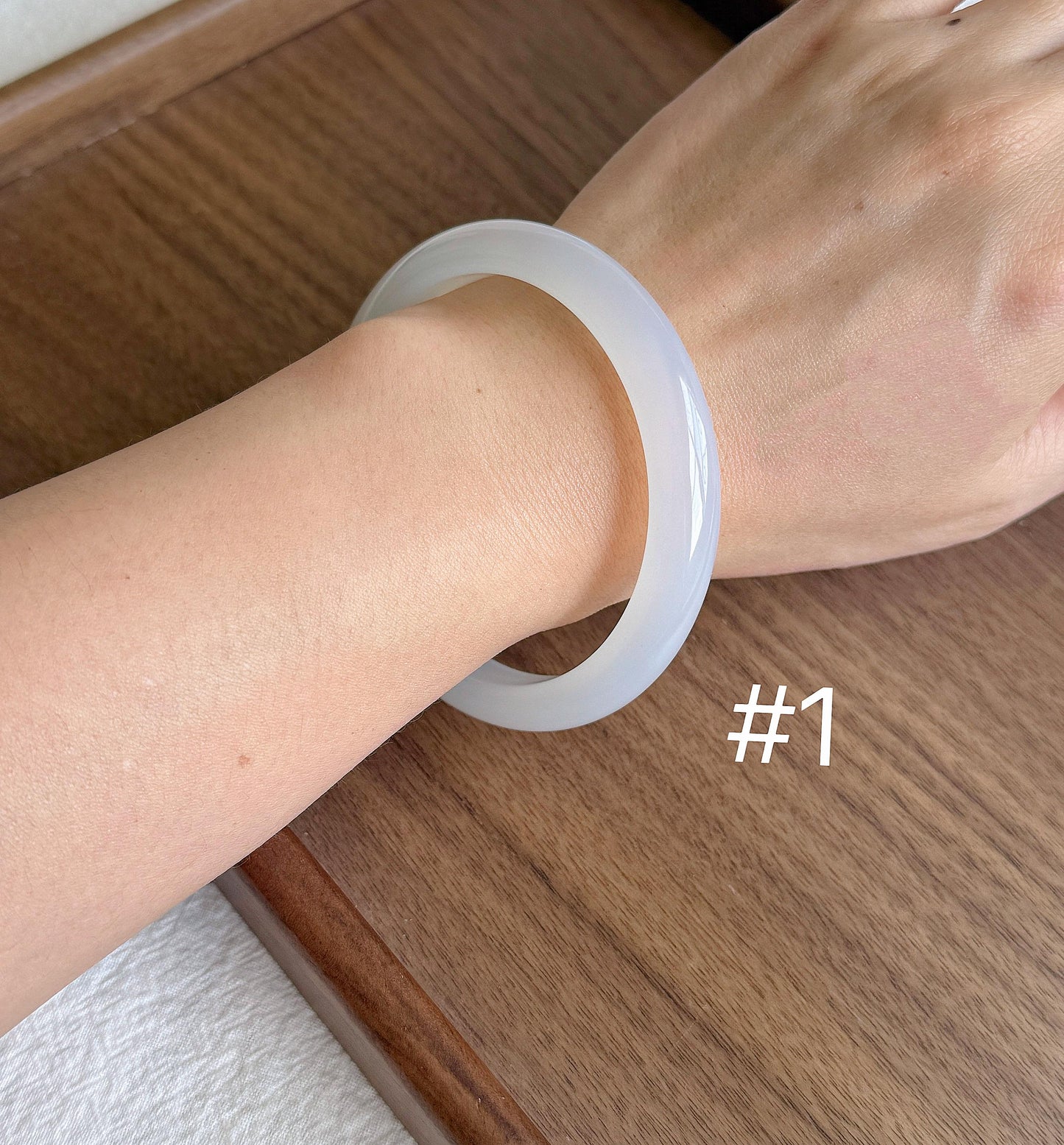 White Chalcedony Bangle Bracelet | Natural Madagascar Chalcedony | Milky White | Certified Authentic Stone