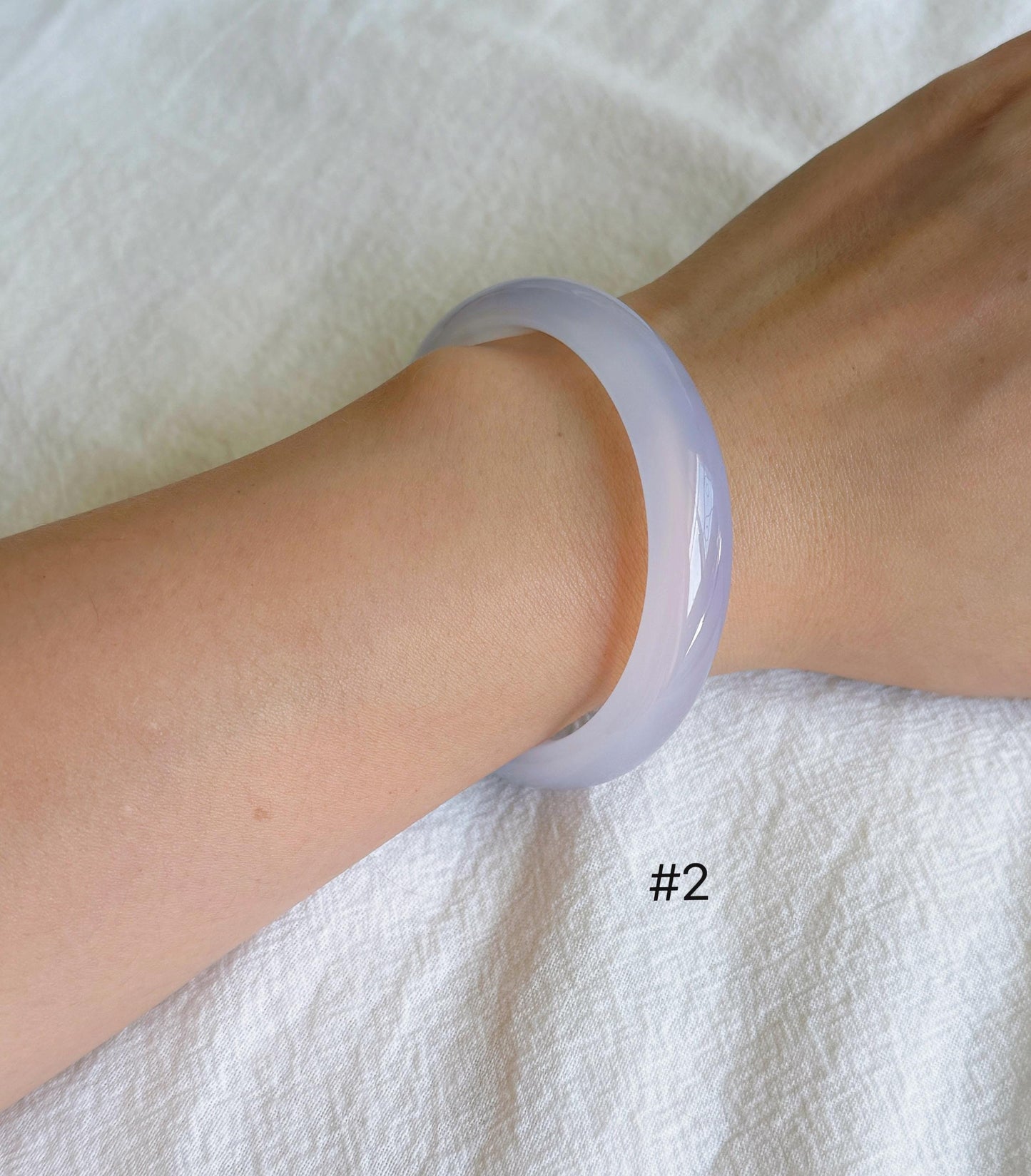 Lilac Chalcedony Bangle Bracelet | Madagascar Lavender Chalcedony | Icy Purple Gemstone Bangle | Certified Authentic Stone