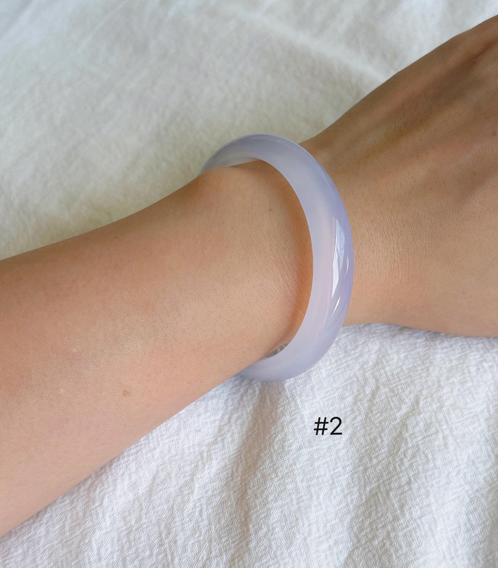 Lilac Chalcedony Bangle Bracelet | Madagascar Lavender Chalcedony | Icy Purple Gemstone Bangle | Certified Authentic Stone