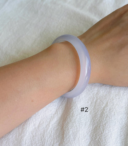 Lilac Chalcedony Bangle Bracelet | Madagascar Lavender Chalcedony | Icy Purple Gemstone Bangle | Certified Authentic Stone