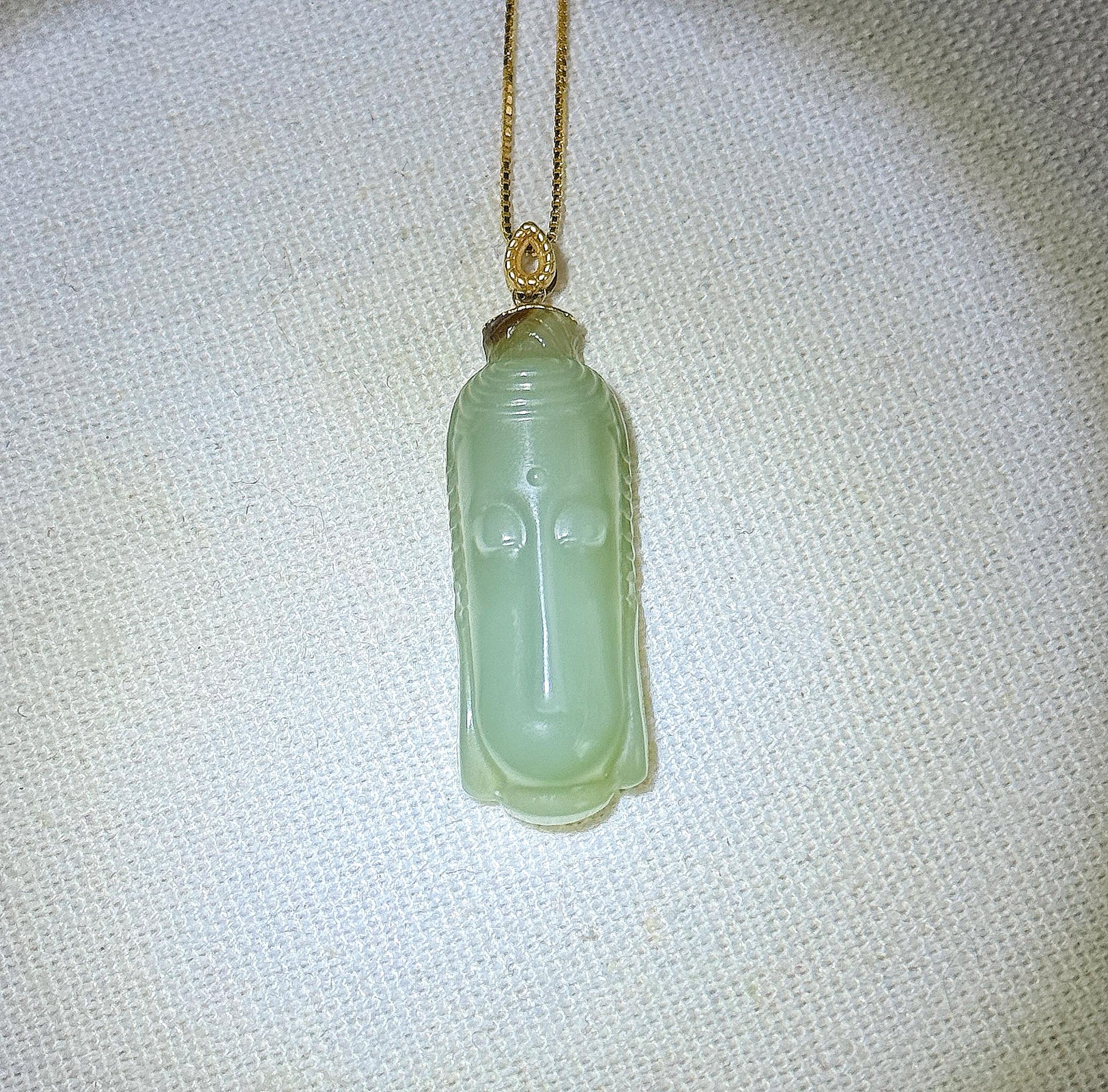 Jade Kuan Yin Pendant | Natural and Certified Nephrite Jade Necklace | 18K Solid Gold Bail | Spiritual Gift