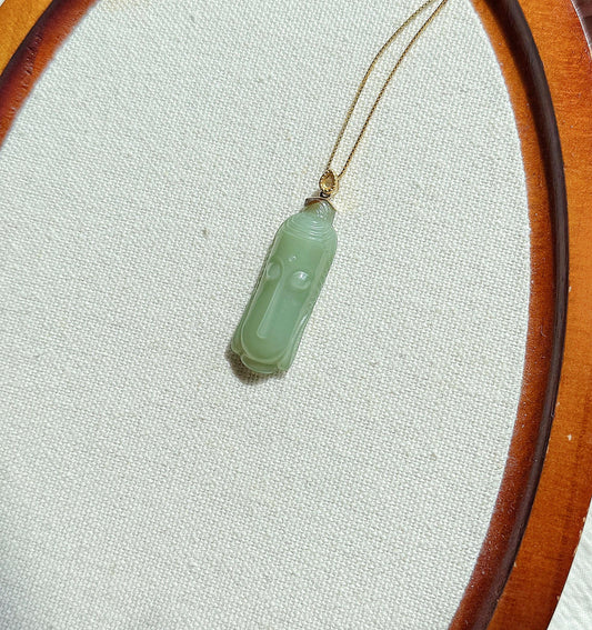 Jade Kuan Yin Pendant | Natural and Certified Nephrite Jade Necklace | 18K Solid Gold Bail | Spiritual Gift