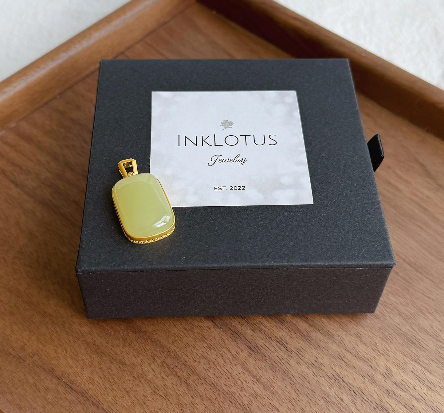 18K Yellow Nephrite Jade Pendant | Certified Untreated Jade Necklace | Luxury Minimalist Jewelry Gift for Her