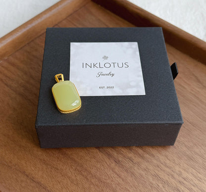 18K Yellow Nephrite Jade Pendant | Certified Untreated Jade Necklace | Luxury Minimalist Jewelry Gift for Her