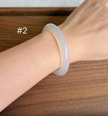 Madagascar Chalcedony Bangle Bracelet | Champagne Gold & Natural Patterns | Certified Gemstone Jewelry