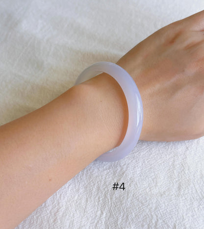 Lilac Chalcedony Bangle Bracelet | Madagascar Lavender Chalcedony | Icy Purple Gemstone Bangle | Certified Authentic Stone
