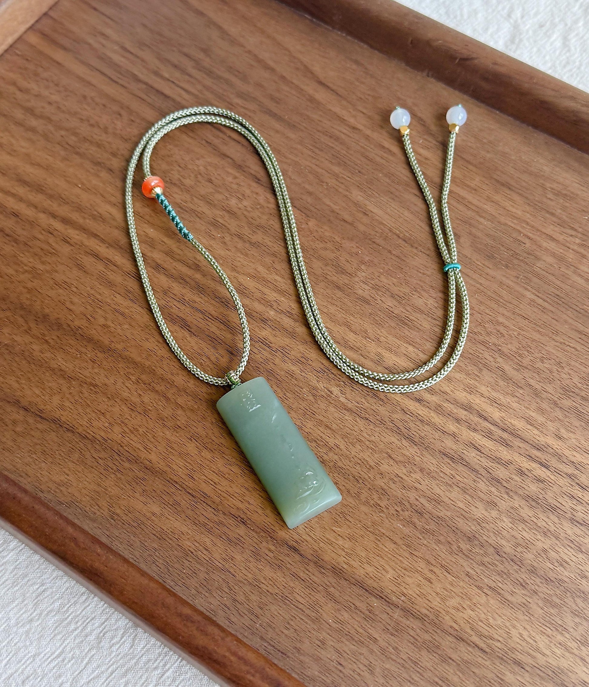 Natural Nephrite Jade Lotus Pendant Necklace | Unique Gray Blue Jade | Hand-Carved Zen Jewelry | Adjustable Cord
