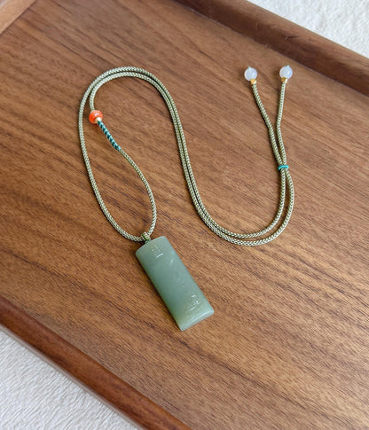 Natural Nephrite Jade Lotus Pendant Necklace | Unique Gray Blue Jade | Hand-Carved Zen Jewelry | Adjustable Cord