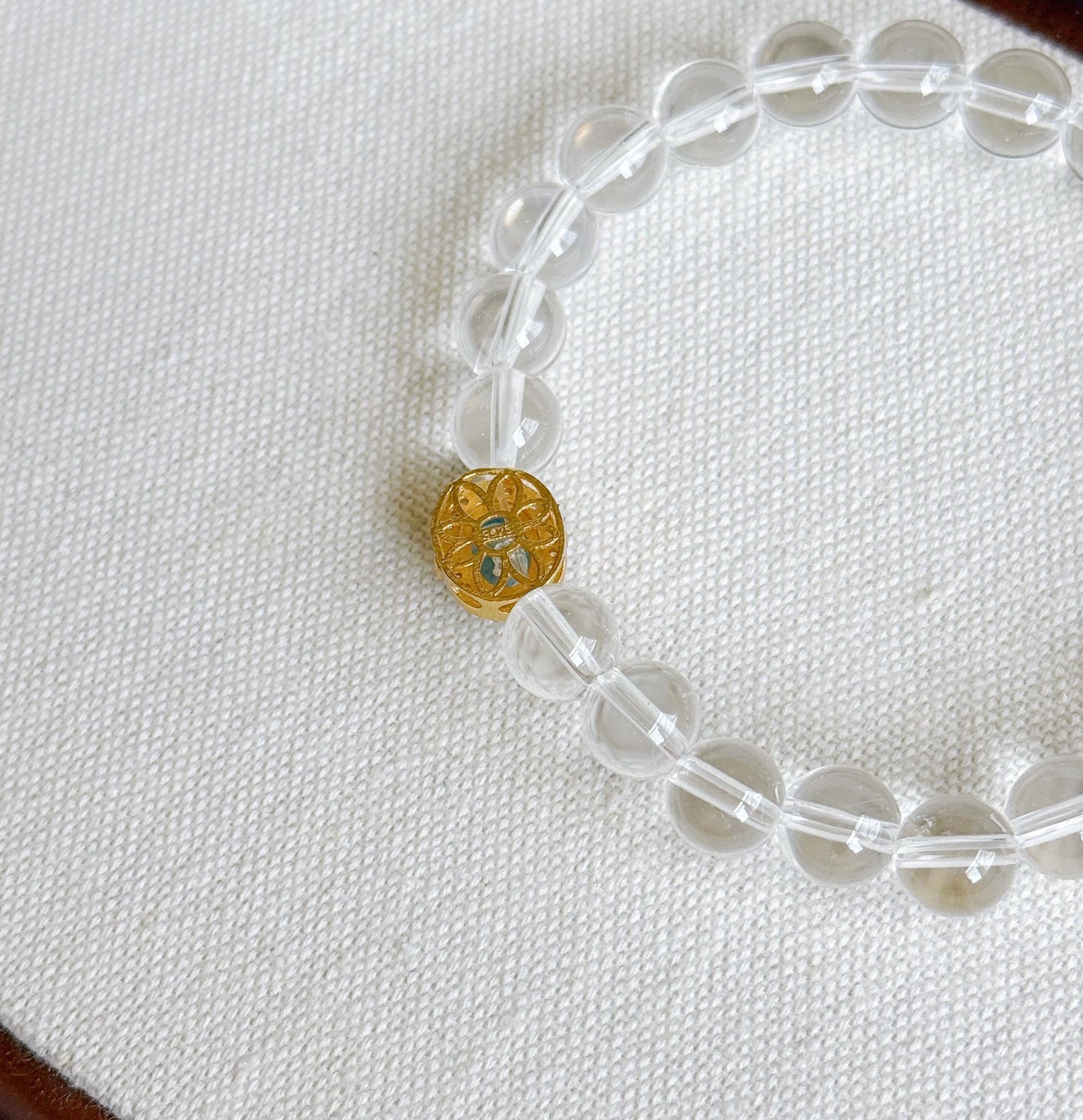 8mm Clear Quartz Bracelet with S925 Silver Aquamarine Charm | Light & Tranquil