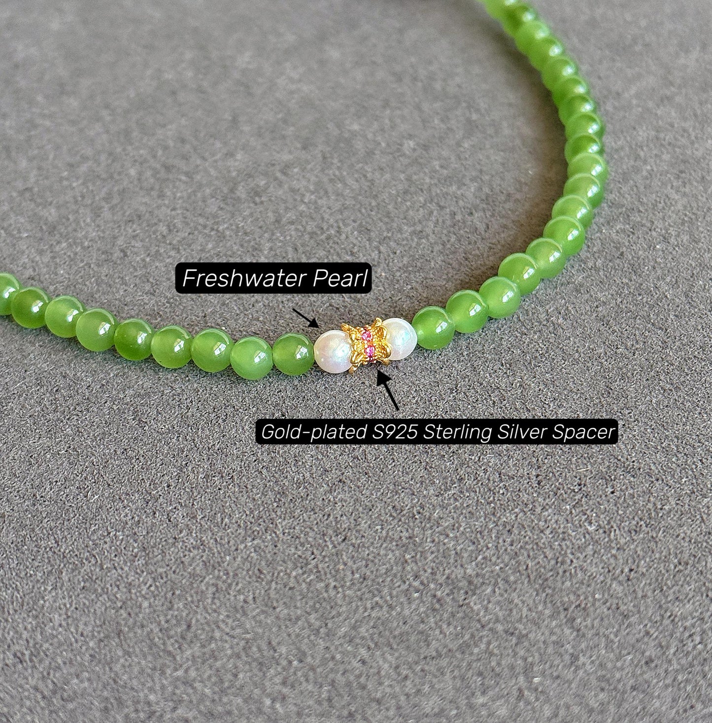 Natural Green Nephrite Jade Necklace 4mm | Red Agate & Freshwater Pearl | Convertible Triple-Wrap Bracelet | Gift for Her