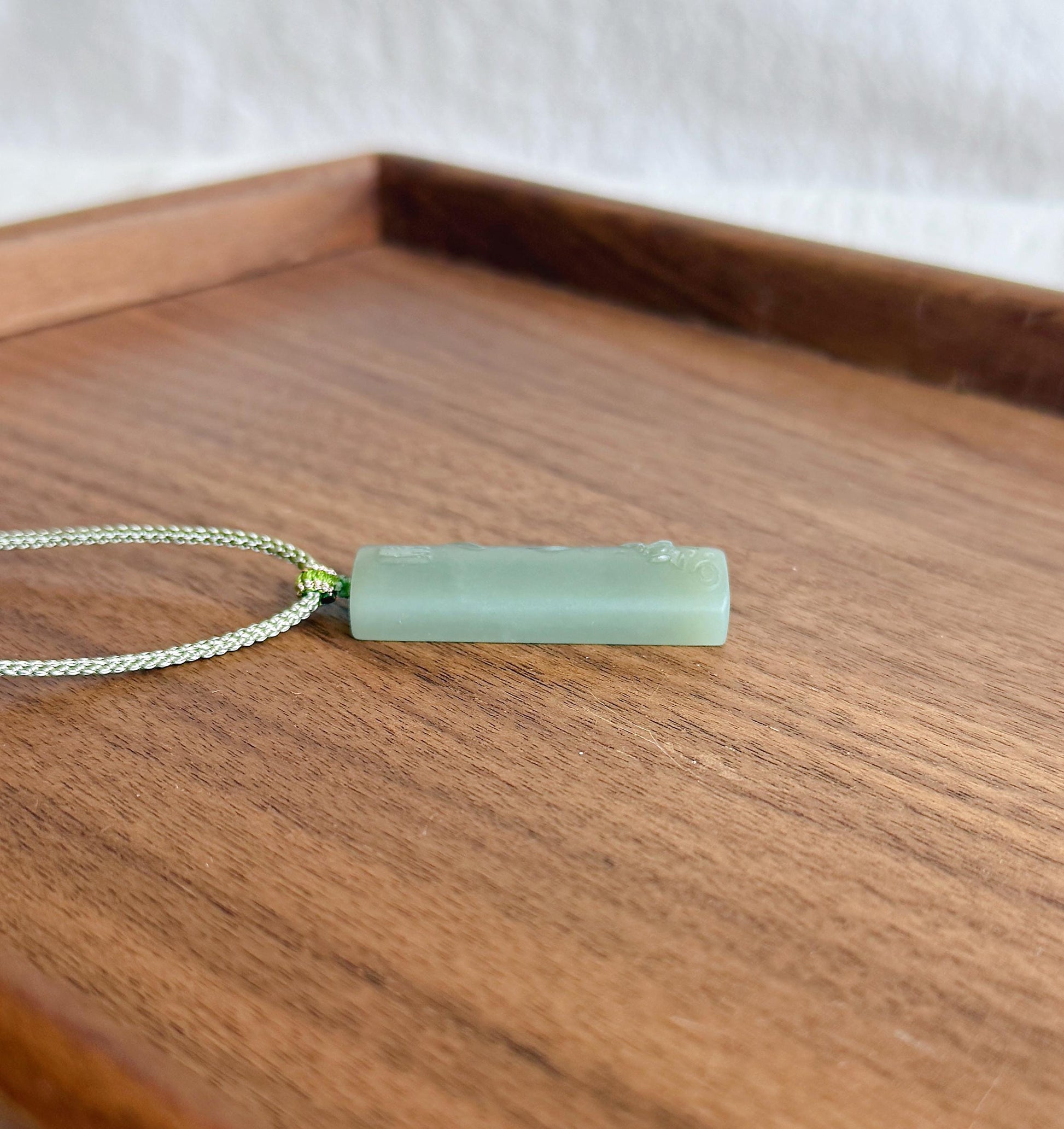Natural Nephrite Jade Lotus Pendant Necklace | Unique Gray Blue Jade | Hand-Carved Zen Jewelry | Adjustable Cord