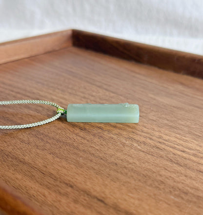 Natural Nephrite Jade Lotus Pendant Necklace | Unique Gray Blue Jade | Hand-Carved Zen Jewelry | Adjustable Cord