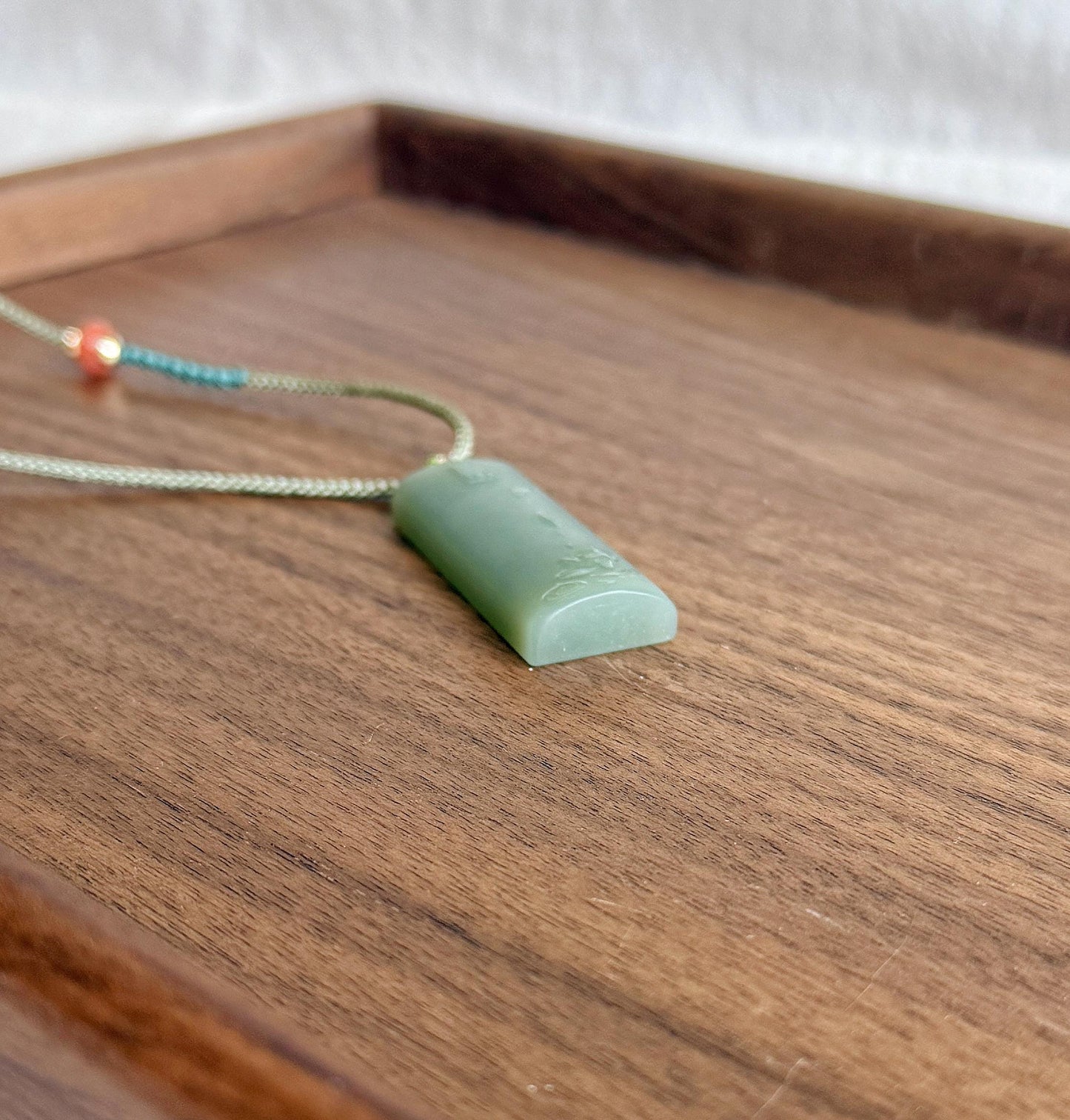 Natural Nephrite Jade Lotus Pendant Necklace | Unique Gray Blue Jade | Hand-Carved Zen Jewelry | Adjustable Cord