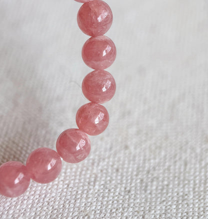 6mm Rhodochrosite Bracelet | Green Nephrite Jade Bead | Dainty Pink Gemstone Bracelet | Gift for Love | Heart Chakra