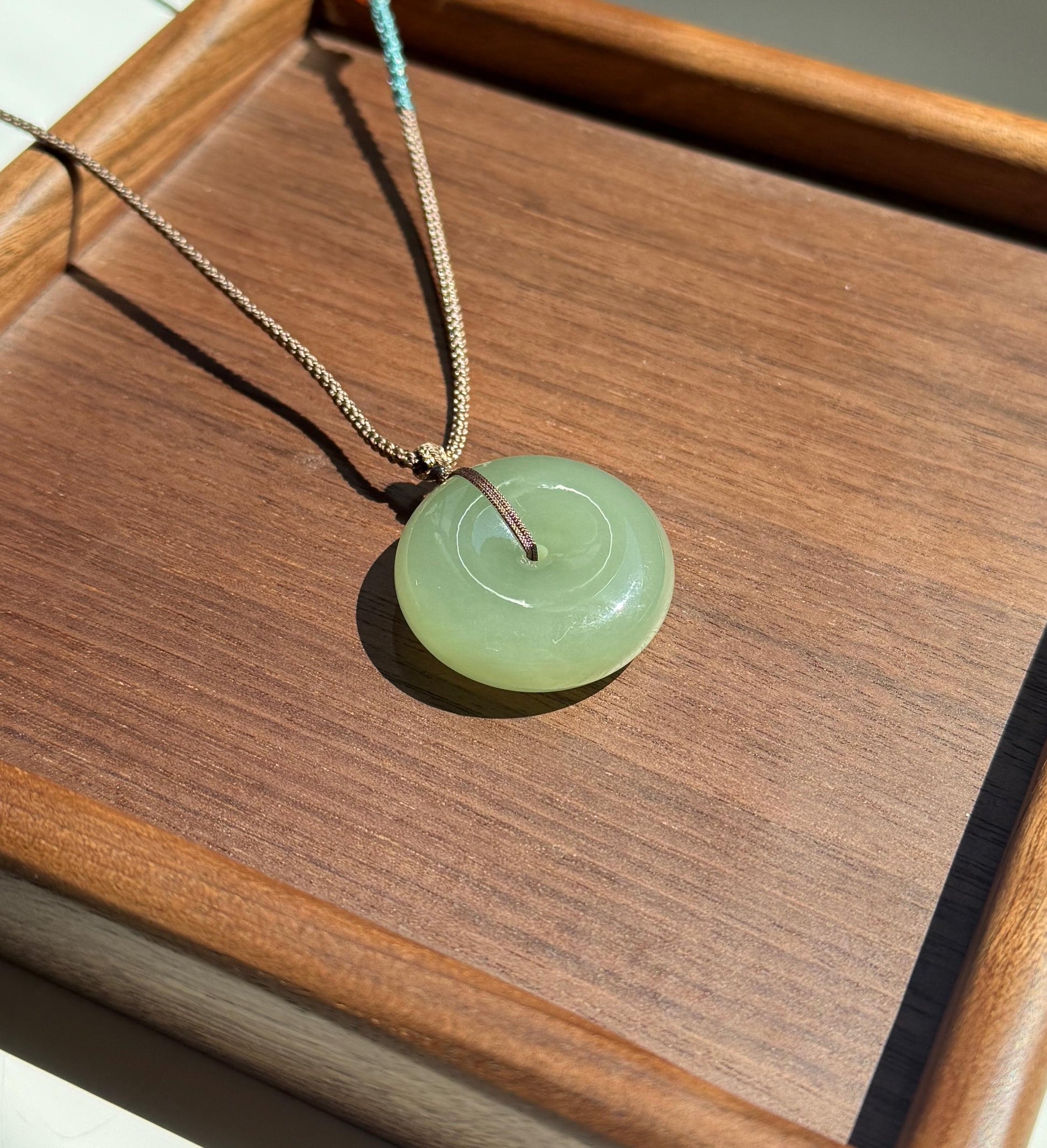 Genuine Green Nephrite Jade Donut Pendant | Adjustable Necklace | Lucky Jade Gift | Unisex Jewelry