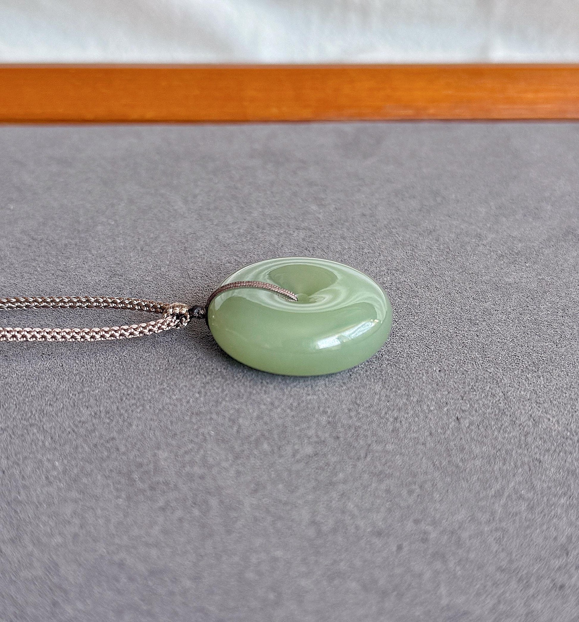 Genuine Green Nephrite Jade Donut Pendant | Adjustable Necklace | Lucky Jade Gift | Unisex Jewelry