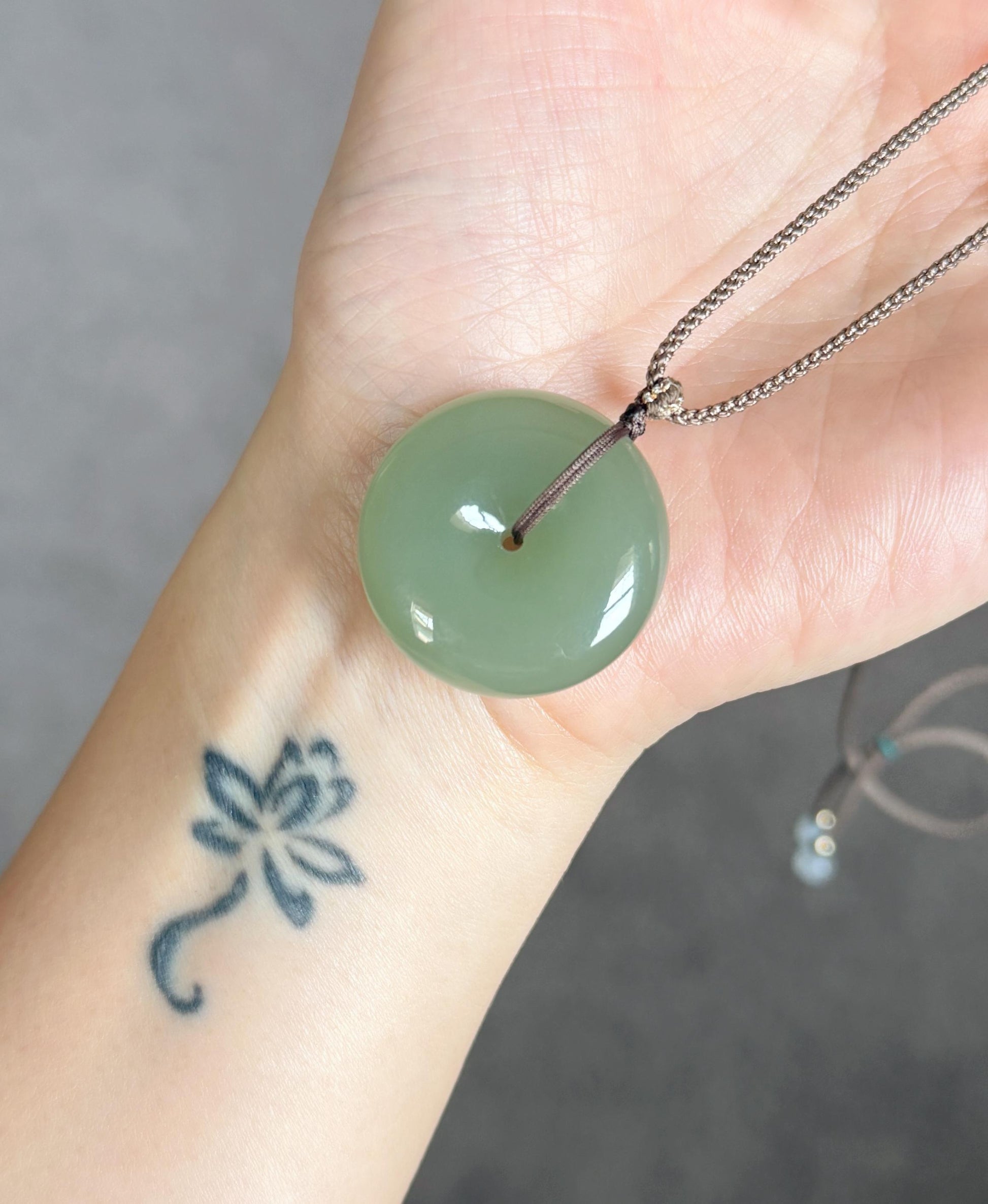 Genuine Green Nephrite Jade Donut Pendant | Adjustable Necklace | Lucky Jade Gift | Unisex Jewelry