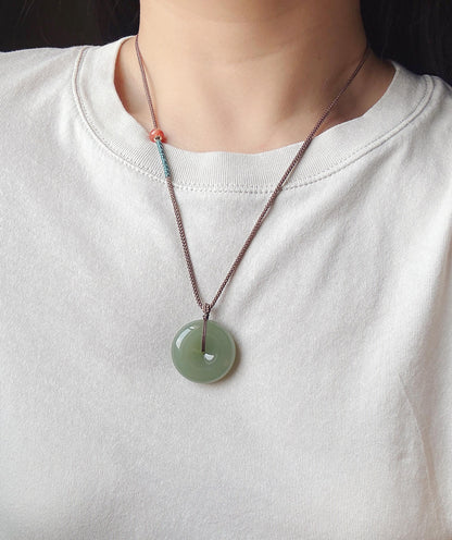Genuine Green Nephrite Jade Donut Pendant | Adjustable Necklace | Lucky Jade Gift | Unisex Jewelry