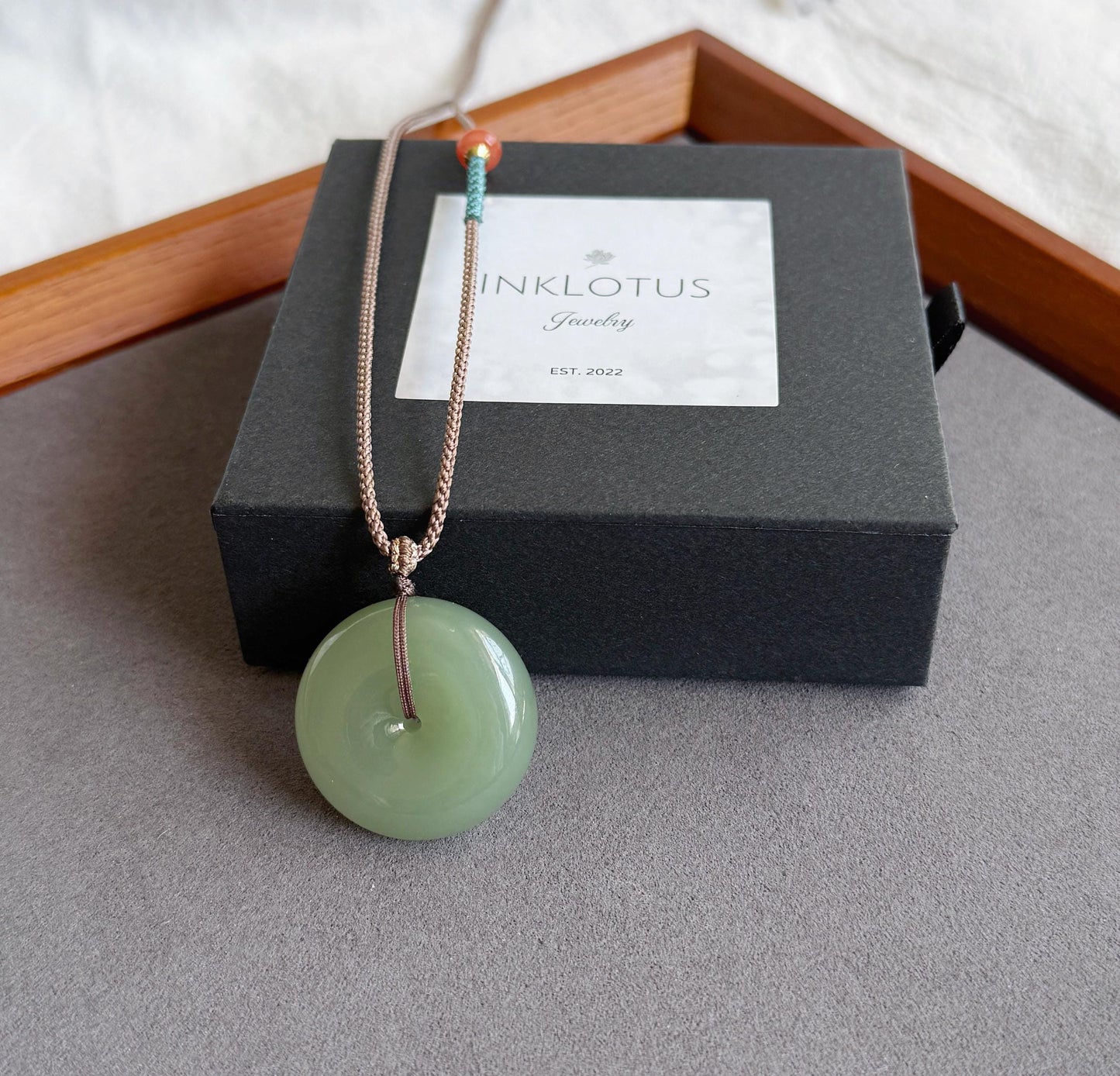 Genuine Green Nephrite Jade Donut Pendant | Adjustable Necklace | Lucky Jade Gift | Unisex Jewelry