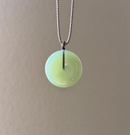 Genuine Green Nephrite Jade Donut Pendant | Adjustable Necklace | Lucky Jade Gift | Unisex Jewelry