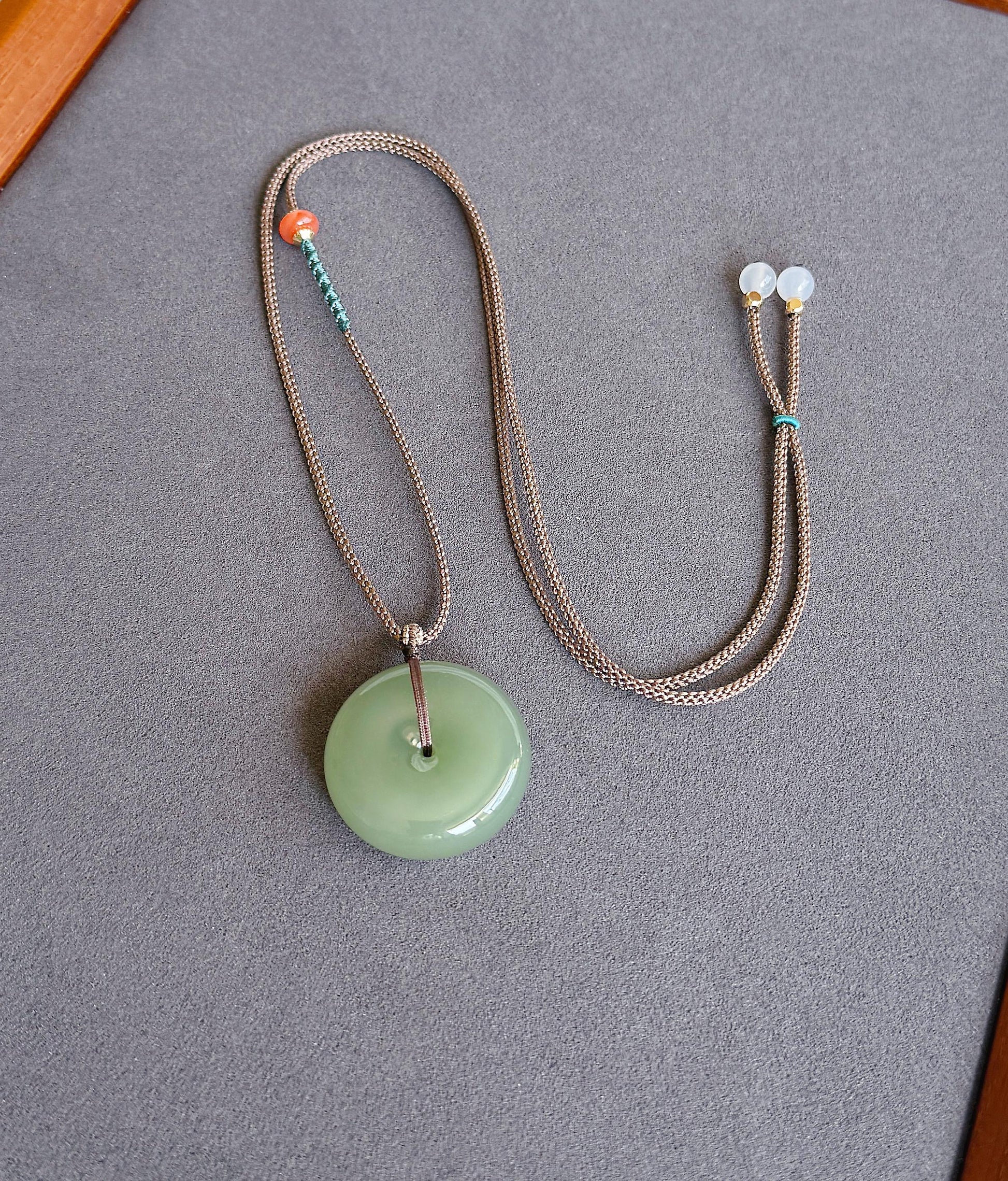 Genuine Green Nephrite Jade Donut Pendant | Adjustable Necklace | Lucky Jade Gift | Unisex Jewelry