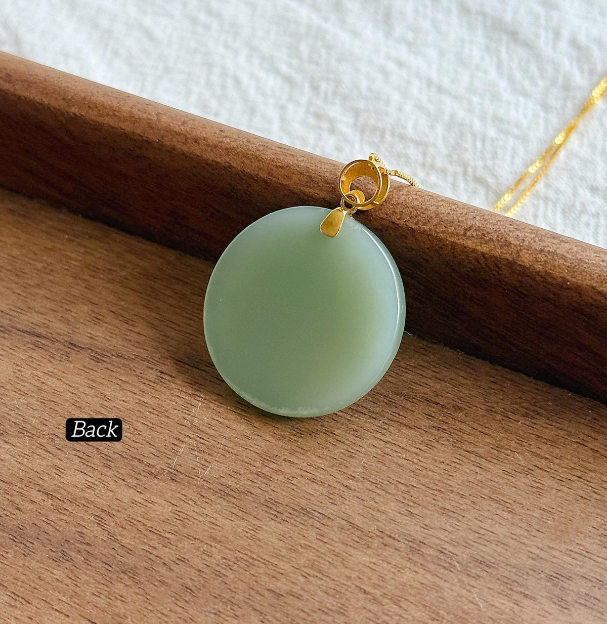 Mint Green Nephrite Jade Round Pendant Necklace | 18K Gold Bail | Natural Certified Jade | S925 Sterling Silver Chain | Fine Jewelry Gift