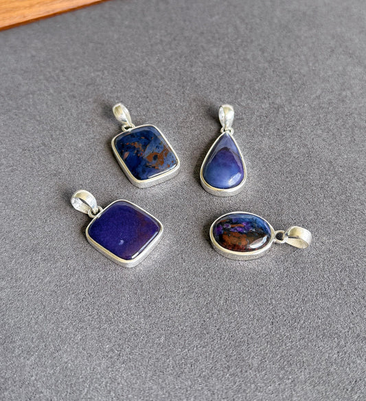 Natural South African Sugilite Pendant Necklace – 925 Sterling Silver with Adjustable Chain