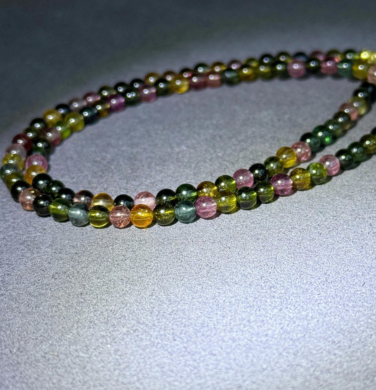 Multicolor Tourmaline Necklace | 3.5mm Natural Rainbow Tourmaline Beads | Gold Evil Eye Charm | Dainty Gemstone Choker | October Birthstone