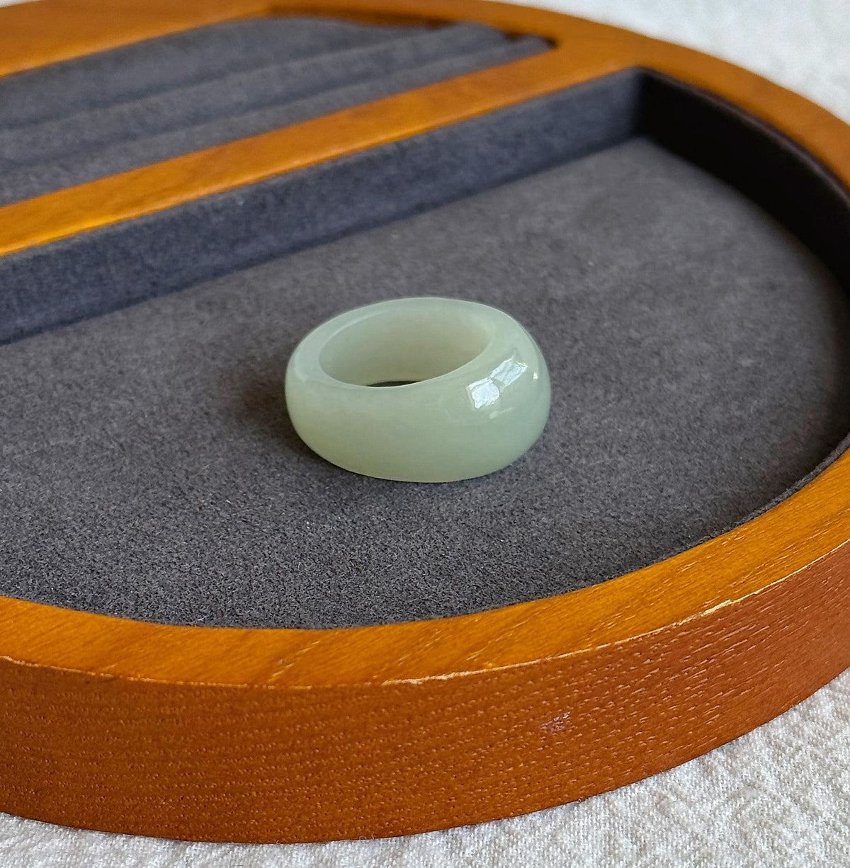 Natural Nephrite Jade Band Ring – US Size 6.5–7 | Untreated Blue Gray Jade Wide Ring | Hand-Carved Statement Ring,