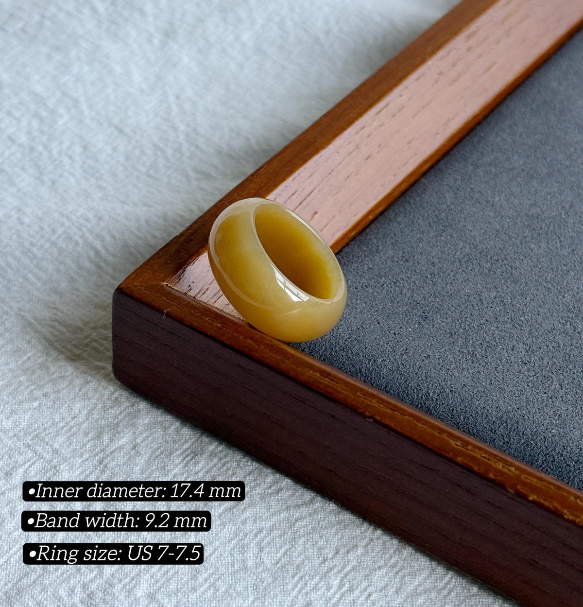 Natural Brown Nephrite Jade Band Ring US Size 7-7.5 | Certified Untreated Jade Jewelry | Wide Statement Ring