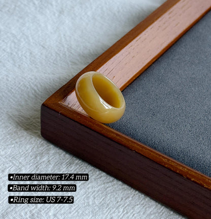 Natural Brown Nephrite Jade Band Ring US Size 7-7.5 | Certified Untreated Jade Jewelry | Wide Statement Ring