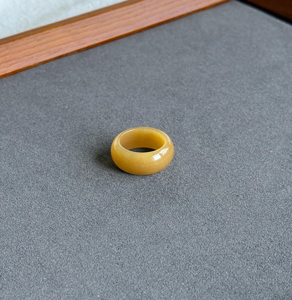Natural Brown Nephrite Jade Band Ring US Size 7-7.5 | Certified Untreated Jade Jewelry | Wide Statement Ring