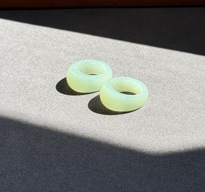 Natural Nephrite Jade Band Ring – US Size 6.5–7 | Untreated Blue Gray Jade Wide Ring | Hand-Carved Statement Ring,