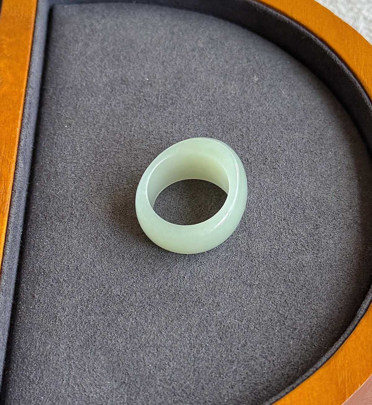 Natural Nephrite Jade Band Ring – US Size 6.5–7 | Untreated Blue Gray Jade Wide Ring | Hand-Carved Statement Ring,