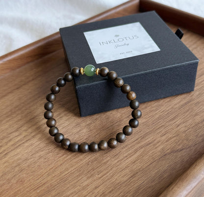 6mm Natural Agarwood and Lapis Lazuli Bracelet | Calming & Grounding Jewelry