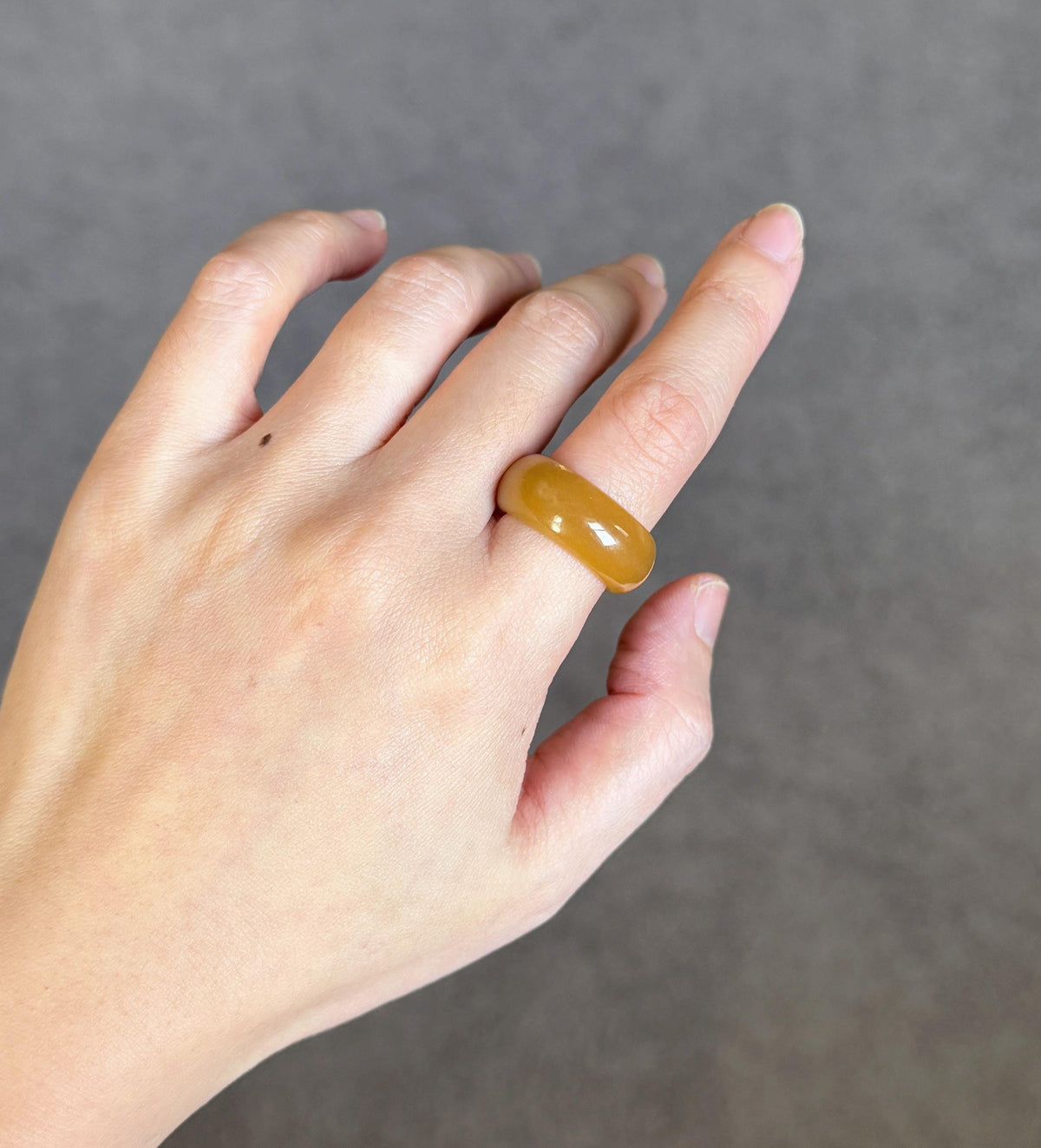 Natural Brown Nephrite Jade Band Ring US Size 7-7.5 | Certified Untreated Jade Jewelry | Wide Statement Ring