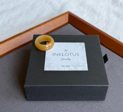 Natural Brown Nephrite Jade Band Ring US Size 7-7.5 | Certified Untreated Jade Jewelry | Wide Statement Ring