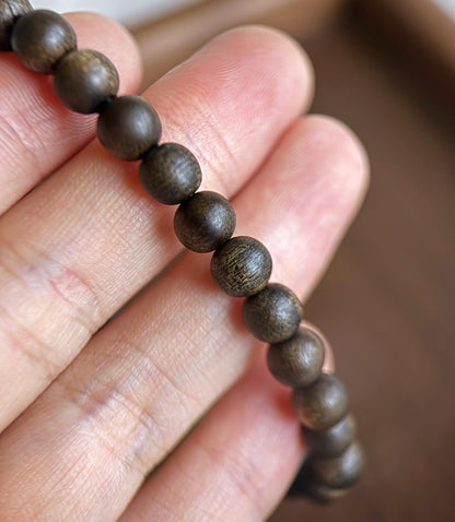 6mm Natural Agarwood and Lapis Lazuli Bracelet | Calming & Grounding Jewelry