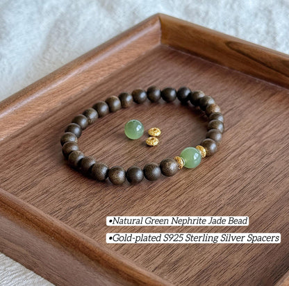 6mm Natural Agarwood and Lapis Lazuli Bracelet | Calming & Grounding Jewelry