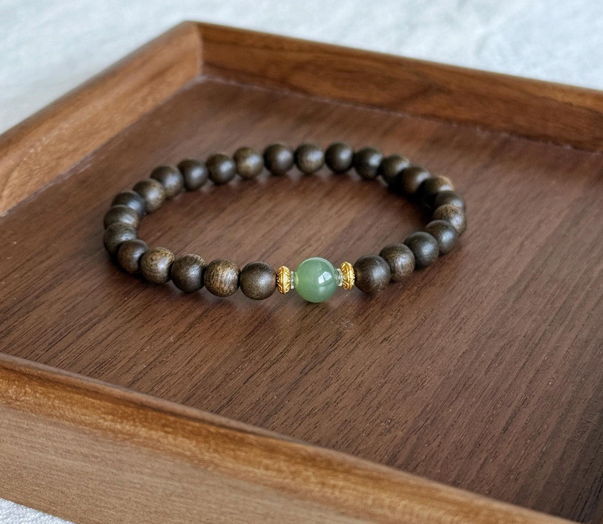 6mm Natural Agarwood and Lapis Lazuli Bracelet | Calming & Grounding Jewelry