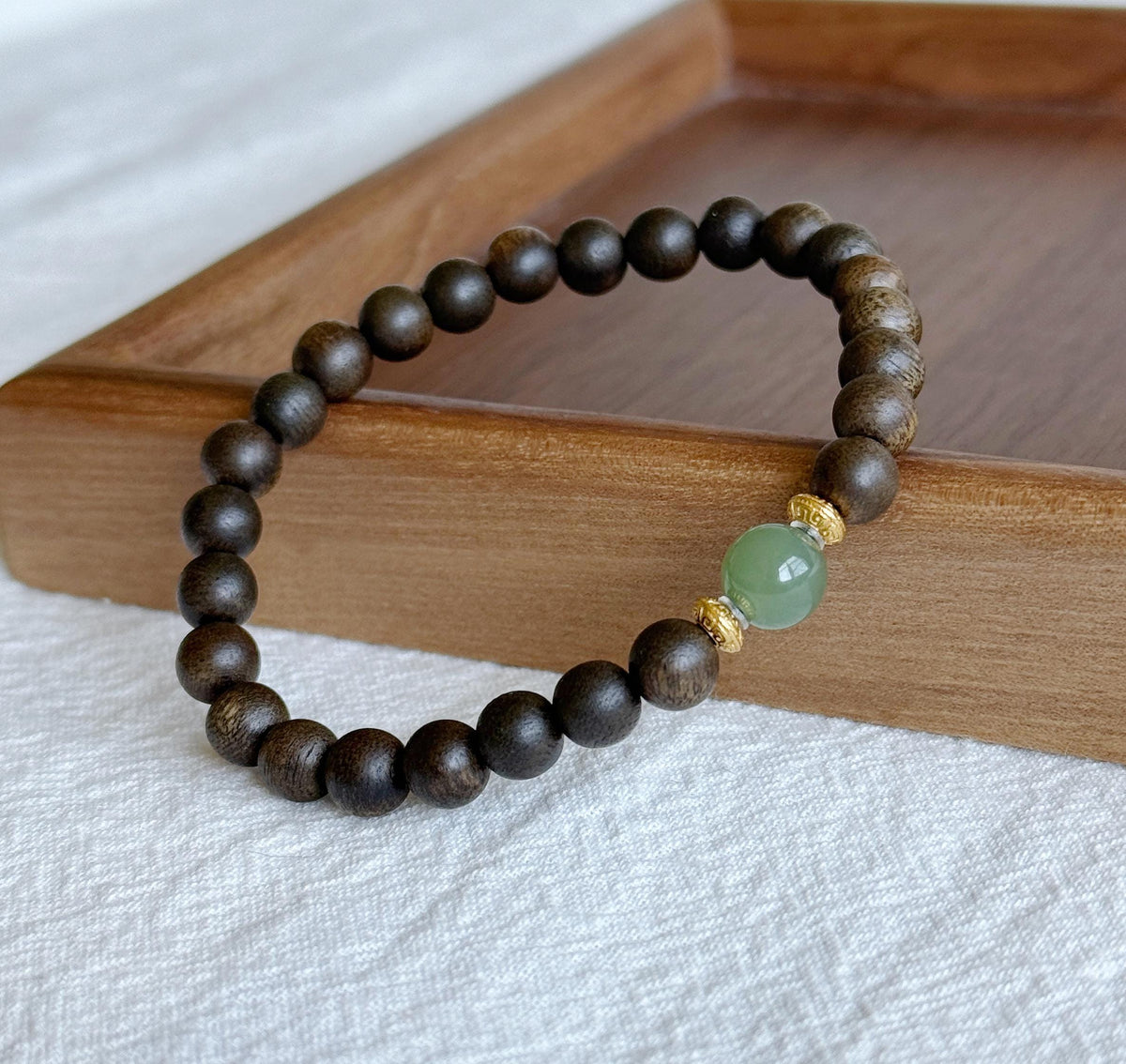 6mm Natural Agarwood and Lapis Lazuli Bracelet | Calming & Grounding Jewelry