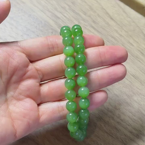 Premium Natural Green Nephrite Jade Beaded Necklace 8mm | Genuine and Certified Nephrite Jade | Fine Jewelry Gift for Her