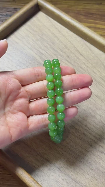 Premium Natural Green Nephrite Jade Beaded Necklace 8mm | Genuine and Certified Nephrite Jade | Fine Jewelry Gift for Her