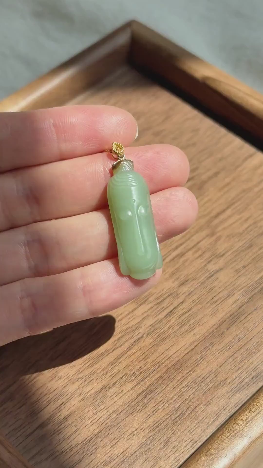 Jade Kuan Yin Pendant | Natural and Certified Nephrite Jade Necklace | 18K Solid Gold Bail | Spiritual Gift